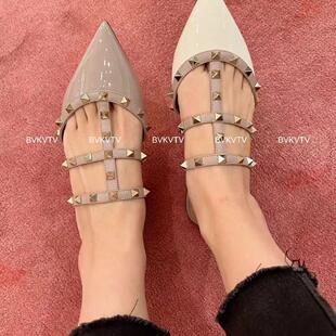 BVKVTV26s新品/太好看了吧~铆钉包头拖鞋尖头平底半拖凉拖女