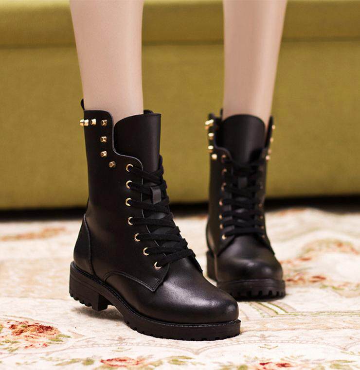 Bottes militaires pour femme en cuir - Ref 1397328 Image 1