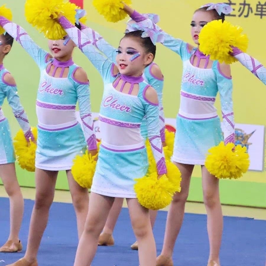 儿童花球啦啦操演出服拉拉队比赛服装运动会竞技健美操表演服男女