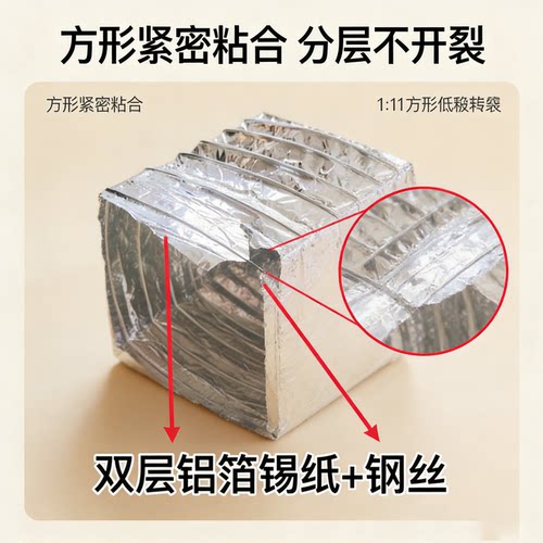 定制方形铝箔保温排烟软接耐高温