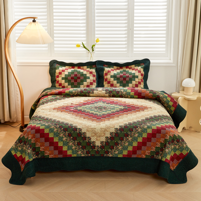 出口美国高档纯棉床盖三件套