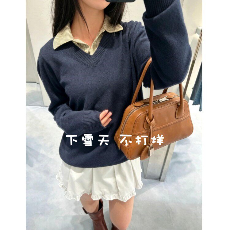 M1U謬家！鼎级！女士羊绒羊毛混纺假两件针织衫