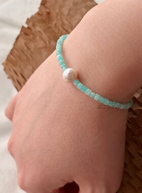 2YANG原创小众设计「清河」天然天河石巴洛克珍珠手链女百搭学生