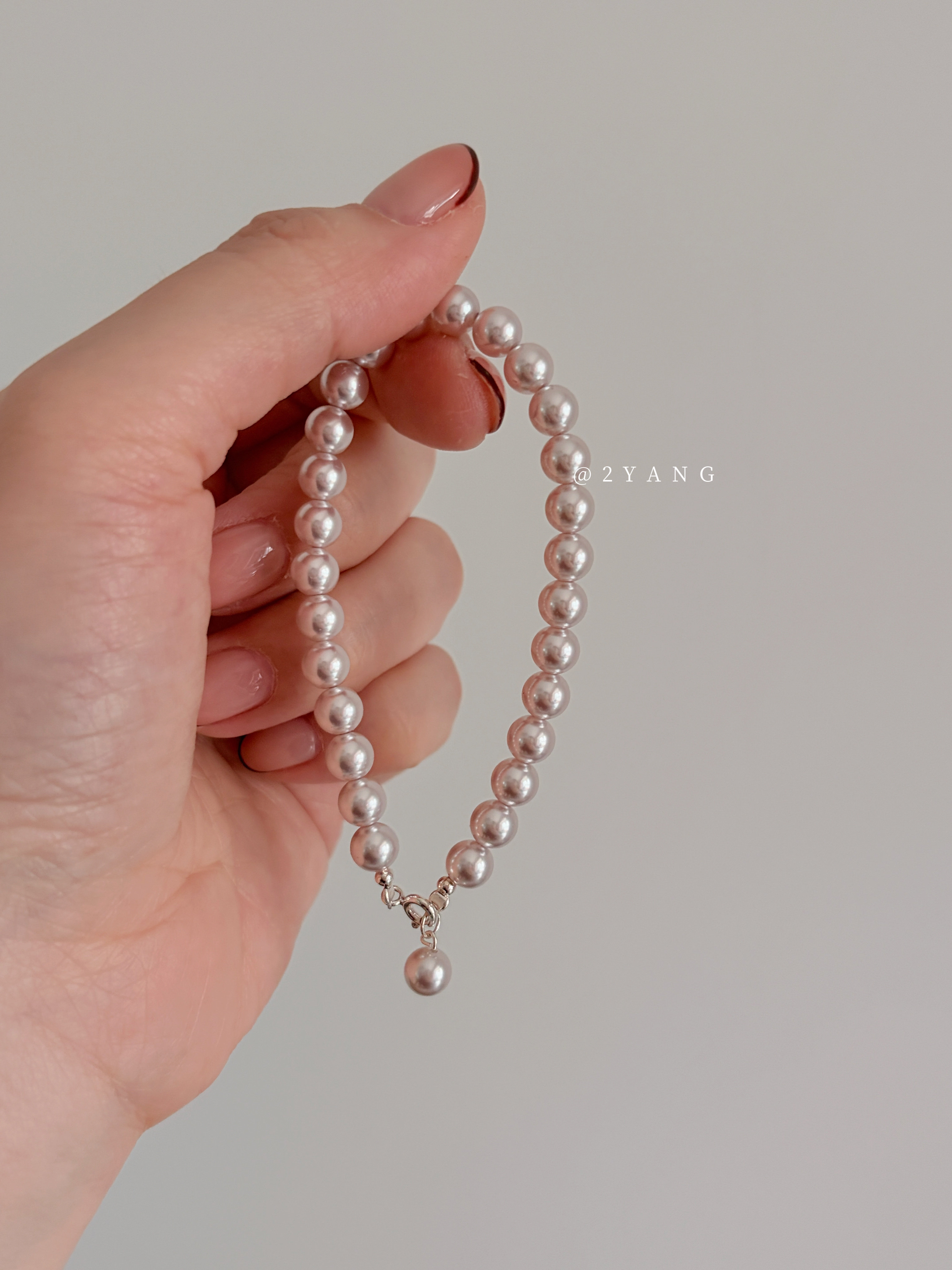 曼塔玫瑰小众设计低饱和紫色小灯泡浪漫珍珠S925银女珍珠手链