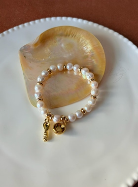 原创设计金饭碗天然淡水珍珠好运女手链新年限定款轻奢小众礼物