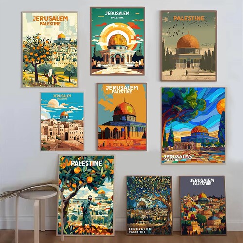 Jerusalem Palestine Watercolor Travel Art Poster Room Decor