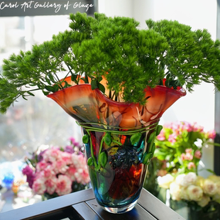 卡羅爾carol春藤成翠琉璃白菜花瓶復(fù)古原創(chuàng)手工桌面擺件禮物客廳