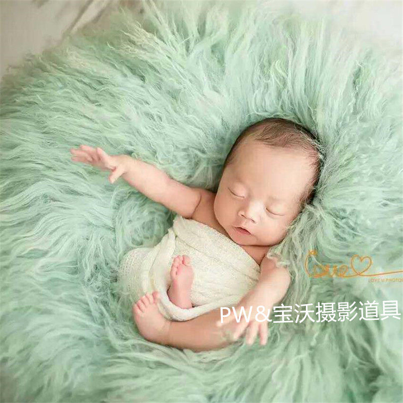 宝沃道具新生儿拍照毯子柔软滩羊毛毯超细软不扎宝宝皮肤 摄影毯