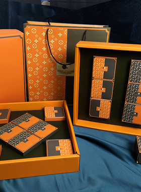 2021月饼包装盒橙色68粒中秋礼品盒广式冰皮网红糕点礼盒纸盒现货