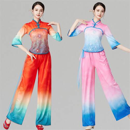 广场舞服装套装2025春夏季新款民族风牛奶丝仙气舞蹈演出团体服女