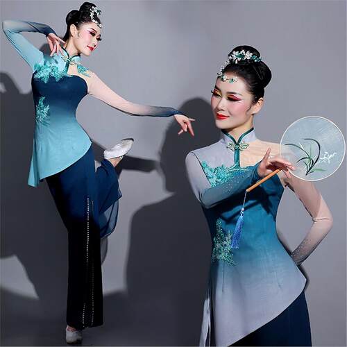 古典舞剧目演出服女飘逸中国风咏荷舞蹈服装现代艺考独舞表演套装