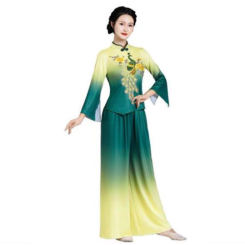 秧歌服装大全两件套中老年扇子舞蹈演出服腰鼓队广场服装跳舞衣服