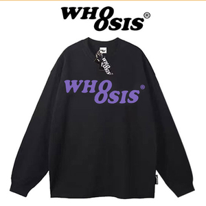 WHOOSIS（不知其名）幻影logo长袖t恤男女情侣秋冬打底上衣宽松潮