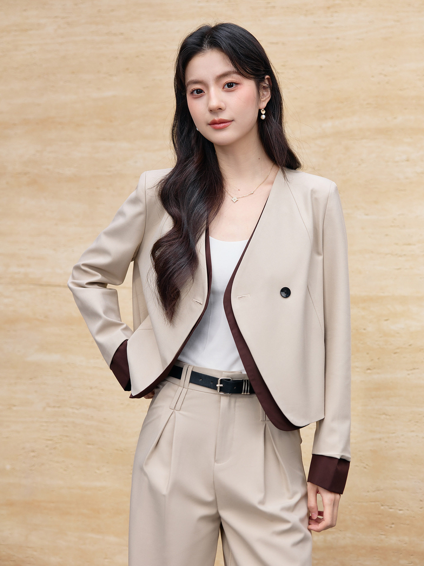 休闲时尚套装女士西装2026春职业女裤套装