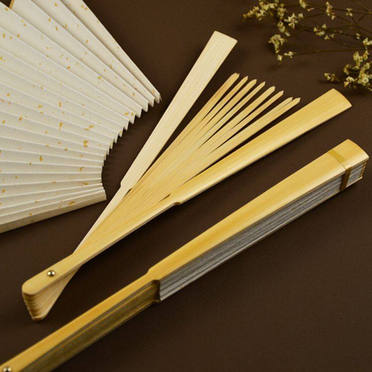 白玉中国风空白色绘画扇子折扇男女式书法扇面宣纸扇架礼品扇