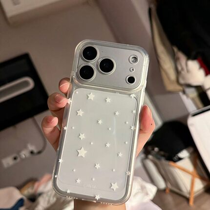 白色星星透明壳适用苹果17promax新款手机壳iPhone16p简约15日韩ins14高级感13/12/11/xr防摔保护套8p软