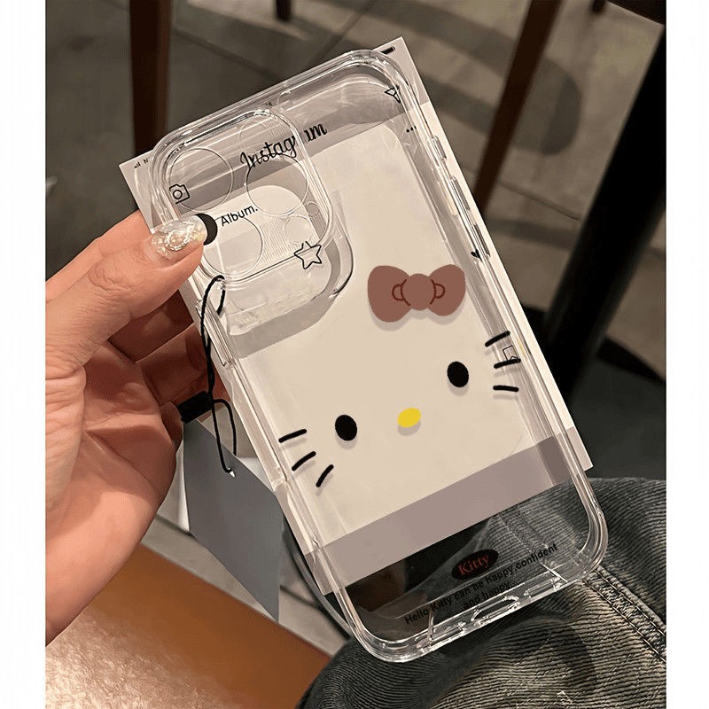 简约kt猫脸透明壳苹果17promax手机壳iPhone16p可爱15卡通14少女13高级感12新款11镜头保护8p防摔保护套软