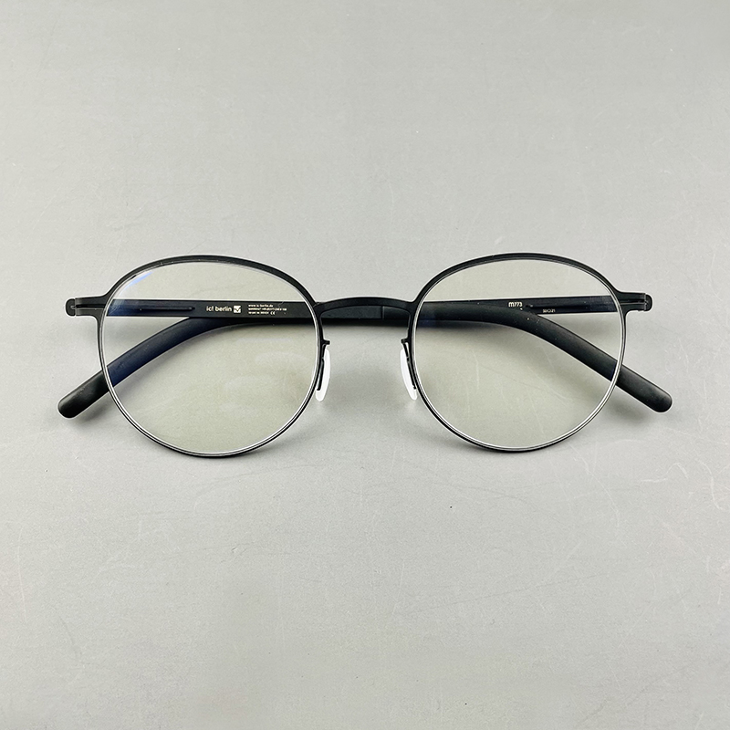 柏林男女圆形不锈钢片眼镜框7g