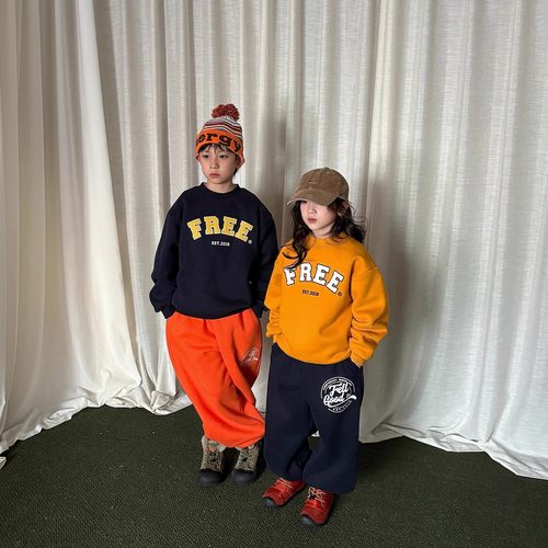 yummyrocky进口机贴布刺绣一体绒卫衣/环保印花蓄热卫裤