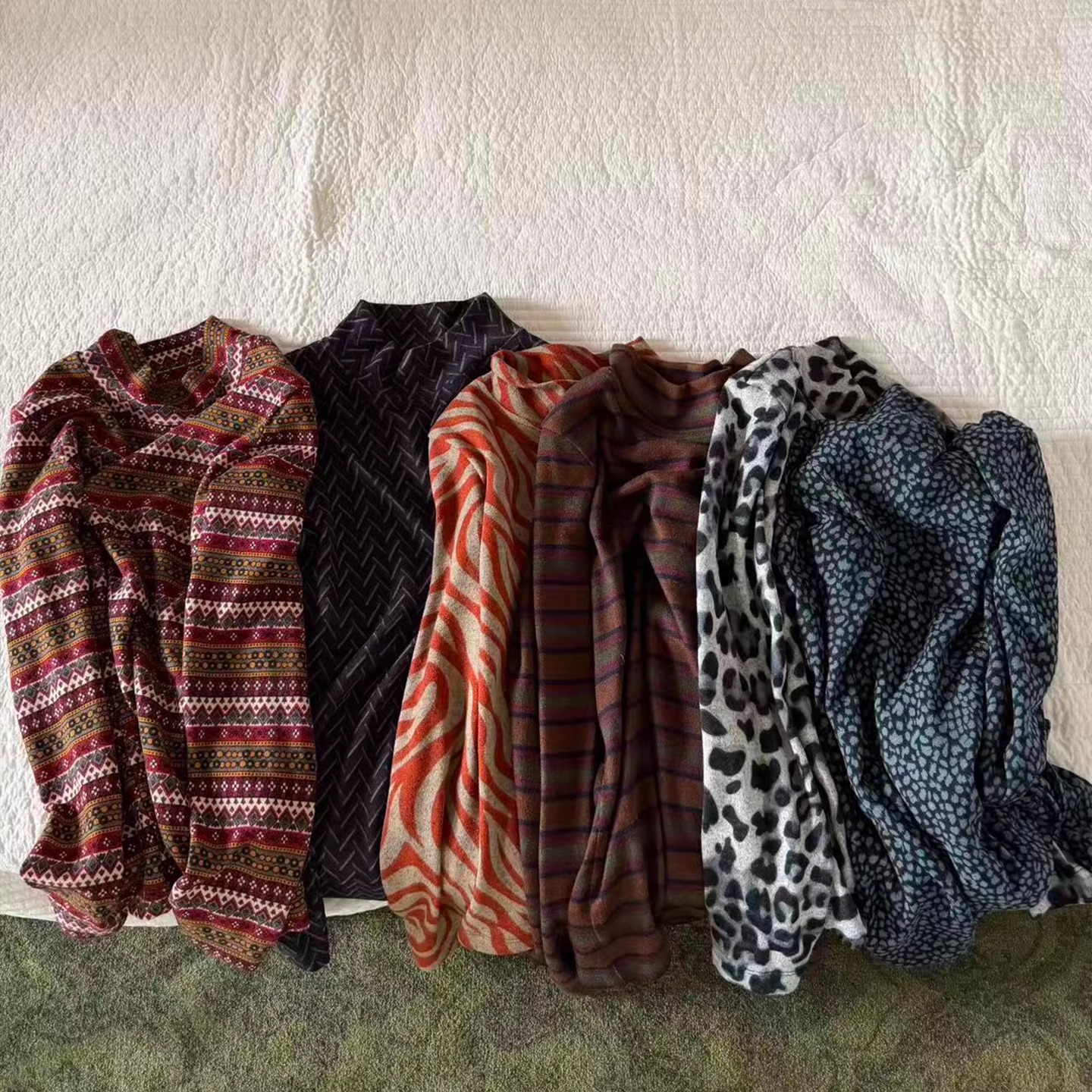 【满2减5】YR环保植物纤维永久抗菌色织花色时髦小高领打底