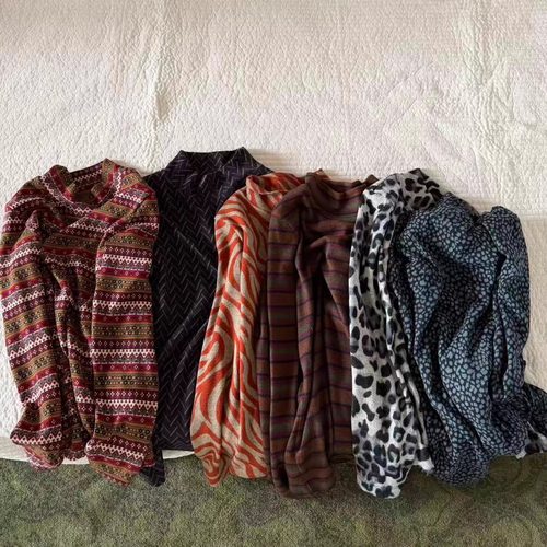 【满2减5】YR永久抗菌色织花色时髦小高领打底