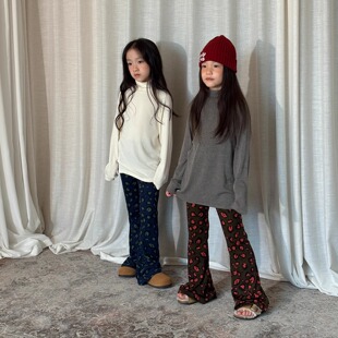 yummyrocky环保水印豹纹A类磨毛软糯喇叭裤