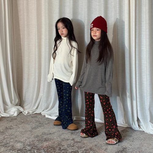 yummyrocky环保水印豹纹A类磨毛软糯喇叭裤