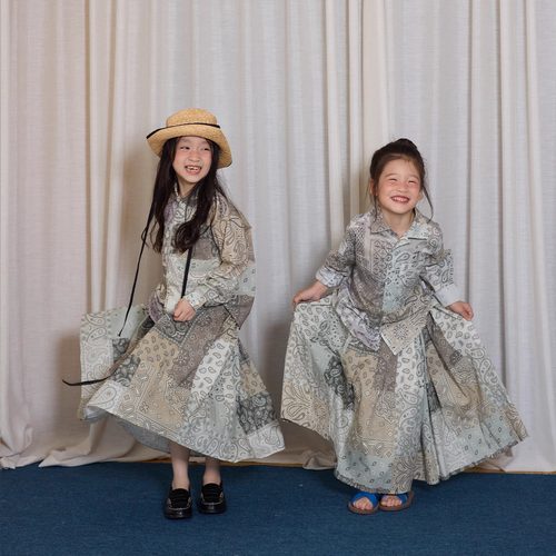 yummyrocky女童定做环保数码印100新疆棉A类腰果花百褶裙