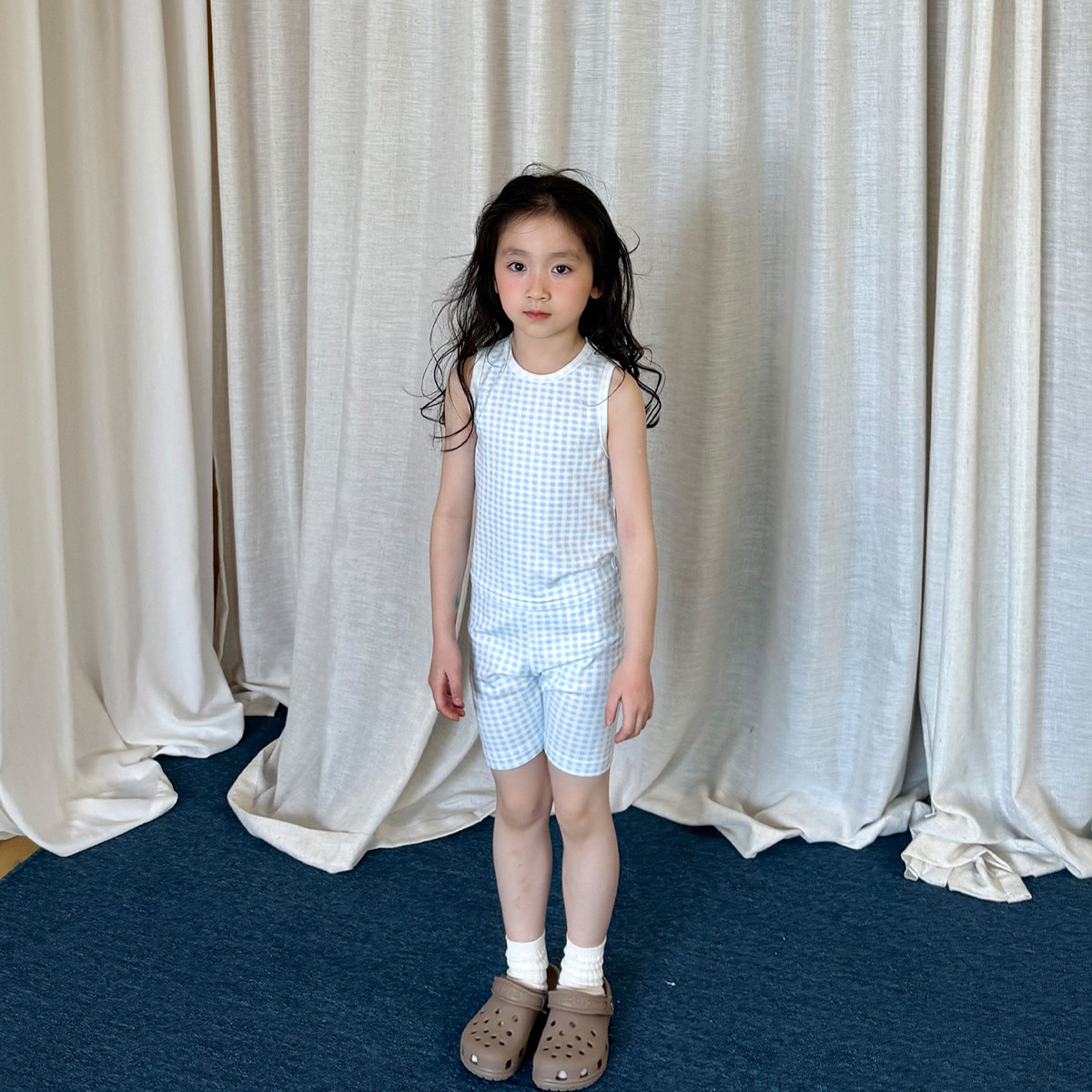 yummyrocky“云朵”柔无束缚感清新蓝白纹A类背心/短裤,童装/婴儿装/亲子装,套装,淘宝优惠券,粉丝福利购,淘宝优惠卷