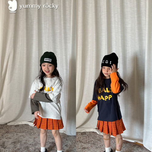 yummyrocky亲子色织格子A类100棉百褶短裙