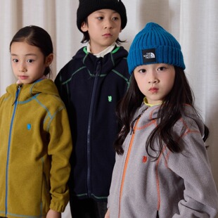 yummyrocky四针六线无骨蜂窝锁暖抓绒拉链衫