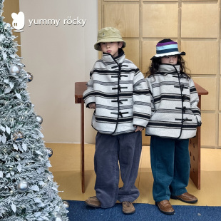 YR条纹羊毛呢黑科技暖绒棉厚实保暖棉服外套 666清仓不.退换