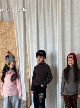 yummyrocky仿羊绒半高领儿童长袖打底衫2026春季新款百搭亲子上衣