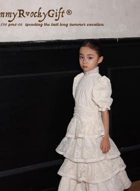 yummyrocky女童华丽公主裙古董蕾丝重工蛋糕礼服裙生日裙