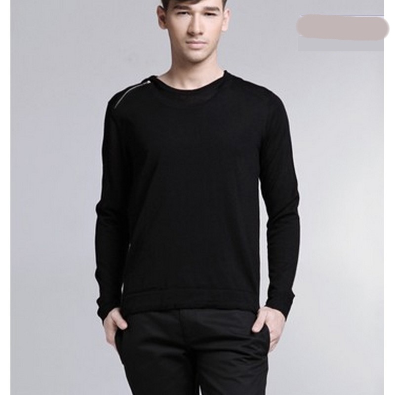 时尚秋装新品黑色针织潮男毛衣