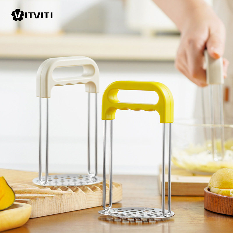 日本304不锈钢土豆泥压泥器 婴儿宝宝辅食按压工具家用捣泥捣碎器