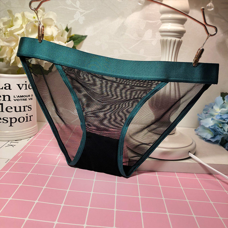 欧美无痕性感透明透视网纱蕾丝内裤女性感低腰少女学生三角裤薄款