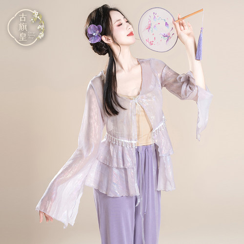古旗皇原创古典舞蹈服雪纺上衣飘逸中国舞民族练功服表演服装纱衣