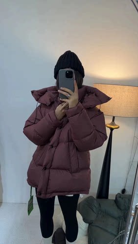 韩版时尚连帽羽绒服冬季90白鸭绒加厚保暖中长款外套女韩系ins