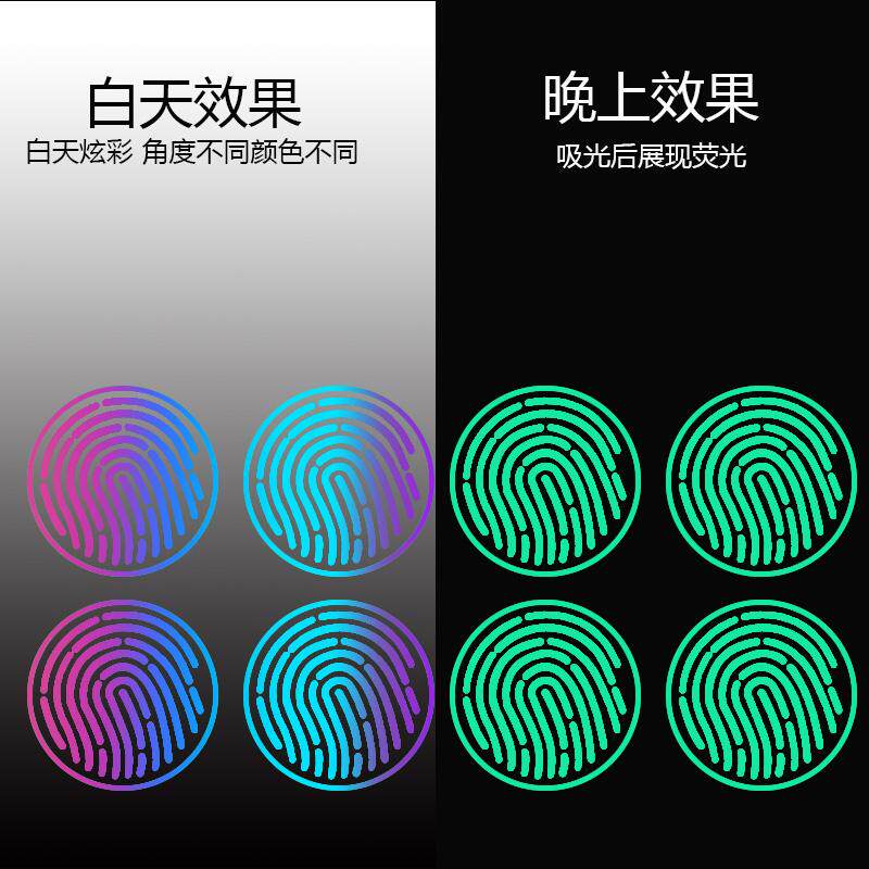 门把手解锁贴趣味指纹解锁贴夜光荧光贴纸解锁门把手贴防水耐磨