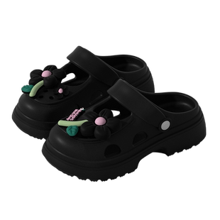 玛丽珍洞洞鞋女厚底踩屎感防滑可爱小花外穿通勤网红包头学生拖鞋