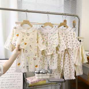 空调服套装 家居服女孩宝宝时光棉韩版 薄款 女童睡衣儿童春秋夏长袖