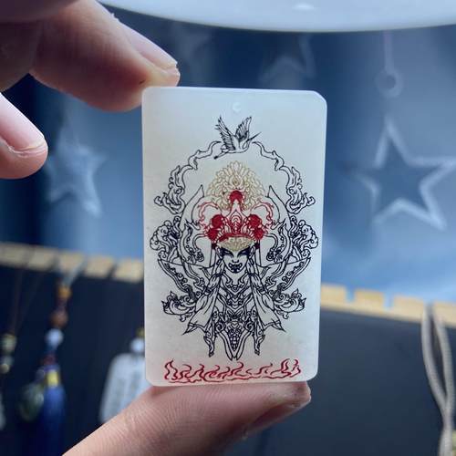 金丝玉白玉白鹤童子吊坠