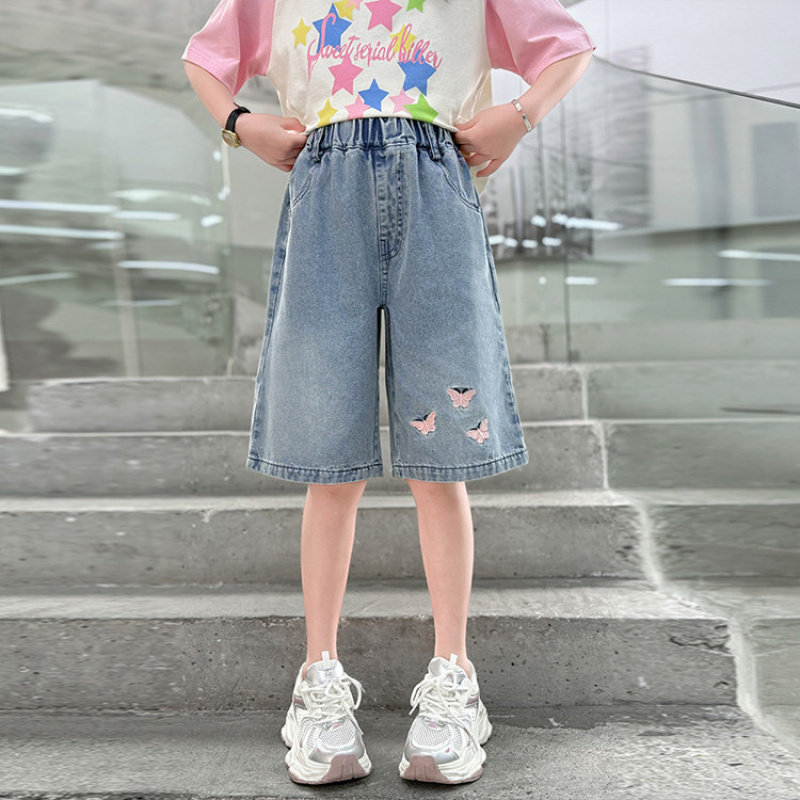 女童牛仔裤裤子夏薄款短裤2025新款儿童女孩夏季夏天女大童超好看