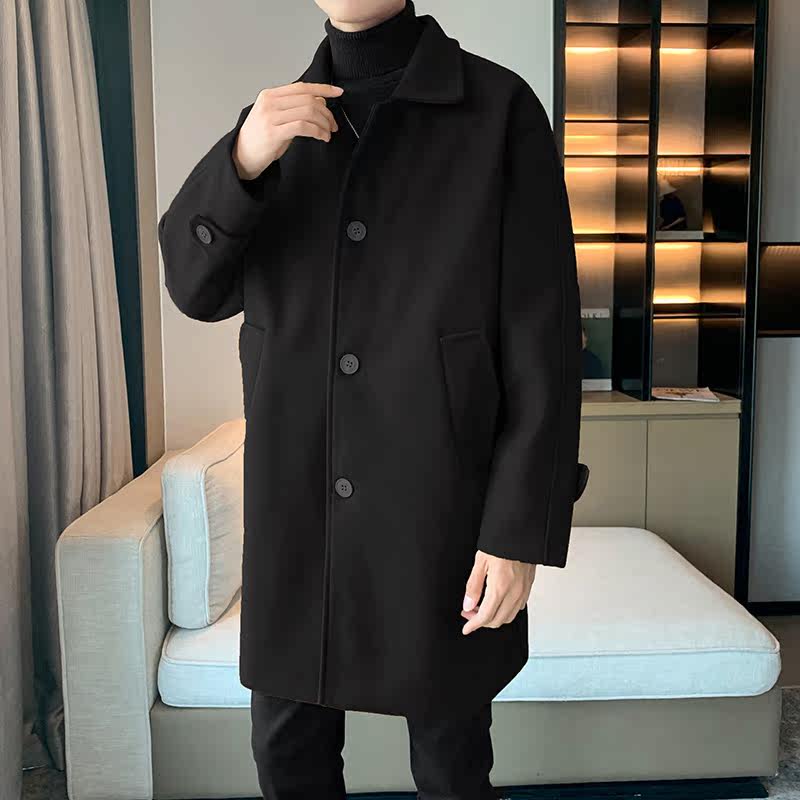 大衣男港风冬季风衣中长毛呢外套B358-F108-P120加棉P130,男装风衣,电商B345