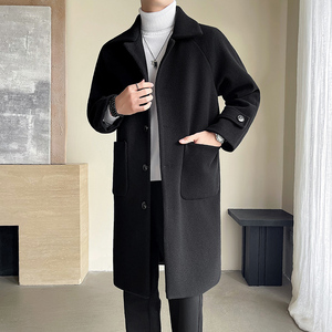 轻奢风中长款大衣男宽松毛呢外套B358-F118-P120加棉P130图片