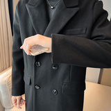 店主风毛呢大衣青年男宽松加长外套潮风衣B358-F117-P125加棉P135，男装风衣，电商B345