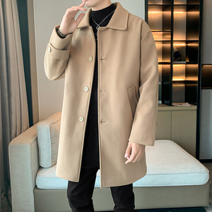 港风冬季加厚风衣中长毛呢外套大衣男B358-F108-P120加棉P130图片
