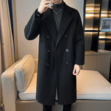 店主风双排扣中长款风衣男宽松毛呢大衣B358-F119-P120加棉P130，男装风衣，电商B345
