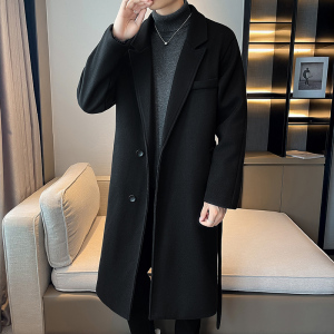 店主风冬季毛呢大衣长款过膝风衣男B358-F115-P125加棉P135图片